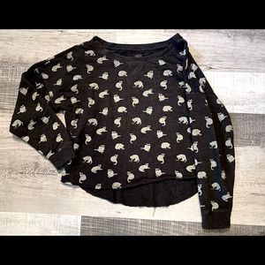 Vans grey crewneck cat pattern sweatshirt-small